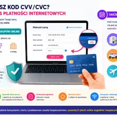 Podczas płatności online, kod CVV/CVC na karcie potwierdza, że masz ją fizycznie przy sobie. Jest wymagany przy zakupach ubrań, elektroniki, biletów, rezerwacji hoteli, aut czy lotów.