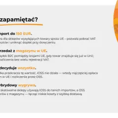 Kluczowe informacje o procedurze IOSS i OSS: import do 150 EUR, sprzedaż z magazynu w UE, 150 EUR decyduje, model hybrydowy wygrywa.