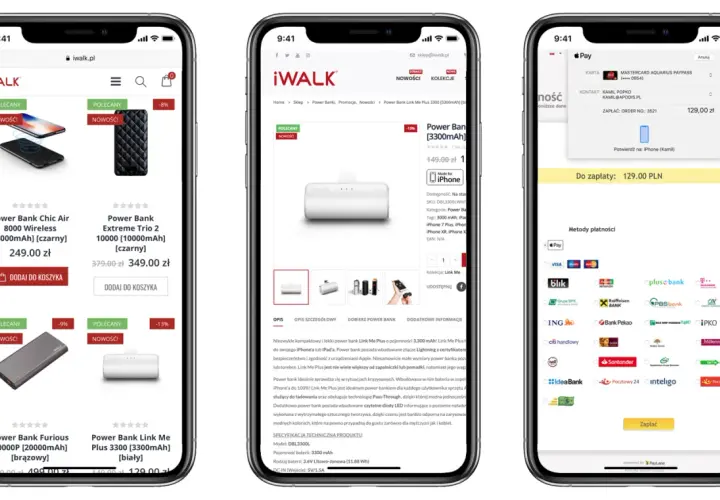 Jak płacić Apple Pay? Na ekranie telefonu widać potwierdzenie płatności za power bank Link Me Plus 3300mAh.