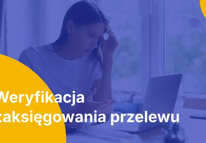 Zmartwiona kobieta przy laptopie. Jak sprawdzić czy przelew doszedł? Weryfikacja zaksięgowania przelewu.