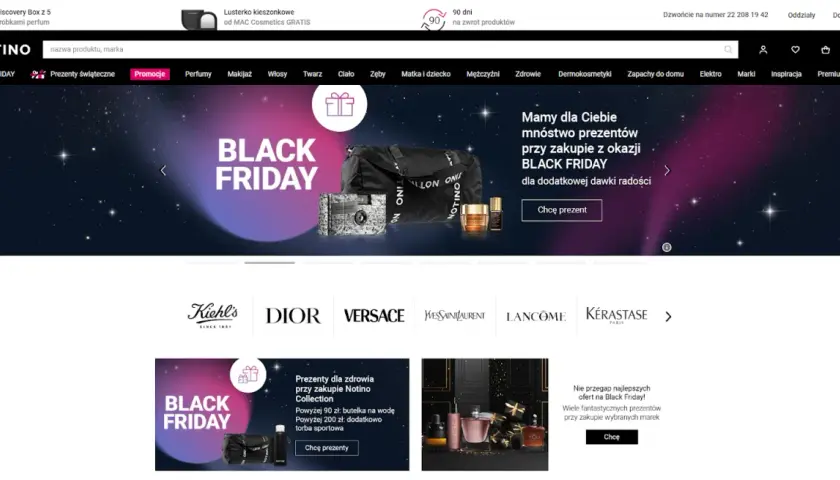Strona główna Notino z promocjami na Black Friday. Sprawdź dostępne formy płatności i wybierz najlepsze dla siebie.