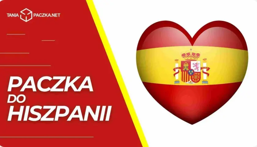 Serce w barwach Hiszpanii symbolizuje paczkę do Hiszpanii. TANIA PACZKA.NET.