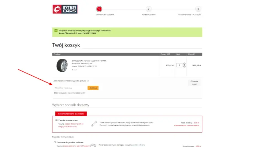Wpisz kod rabatowy, aby uzyskać zniżkę na opony. Sprawdź, czy masz kod rabatowy KAZAR.