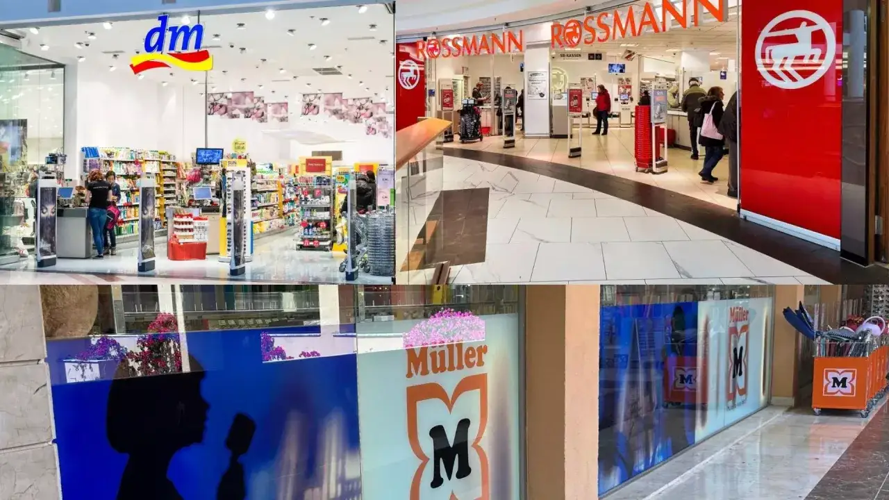 Wejście do drogerii DM Rossmann Müller w Niemczech