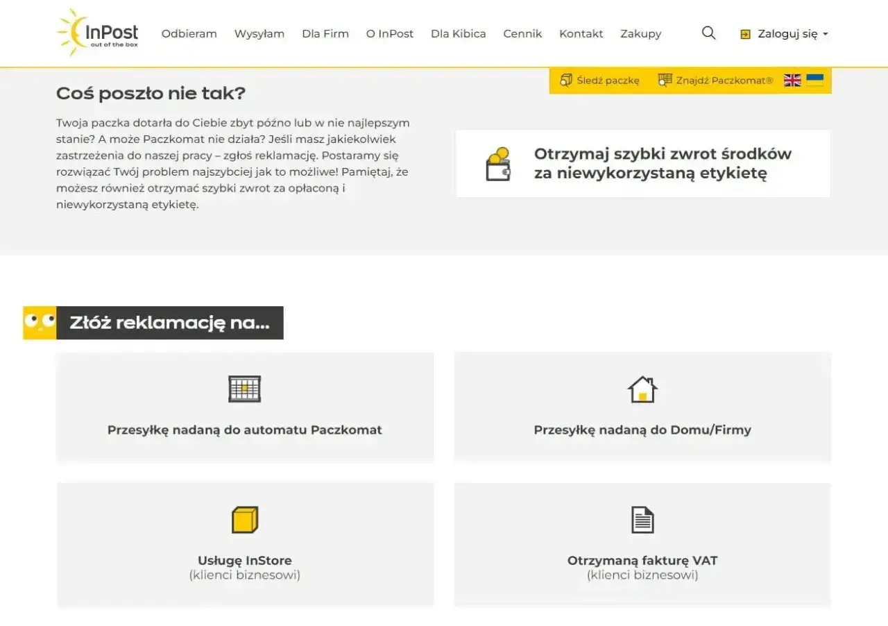 Zgłoś reklamację InPost, gdy paczka dotrze w złym stanie lub Paczkomat nie działa. Możliwy też zwrot za niewykorzystaną etykietę.
