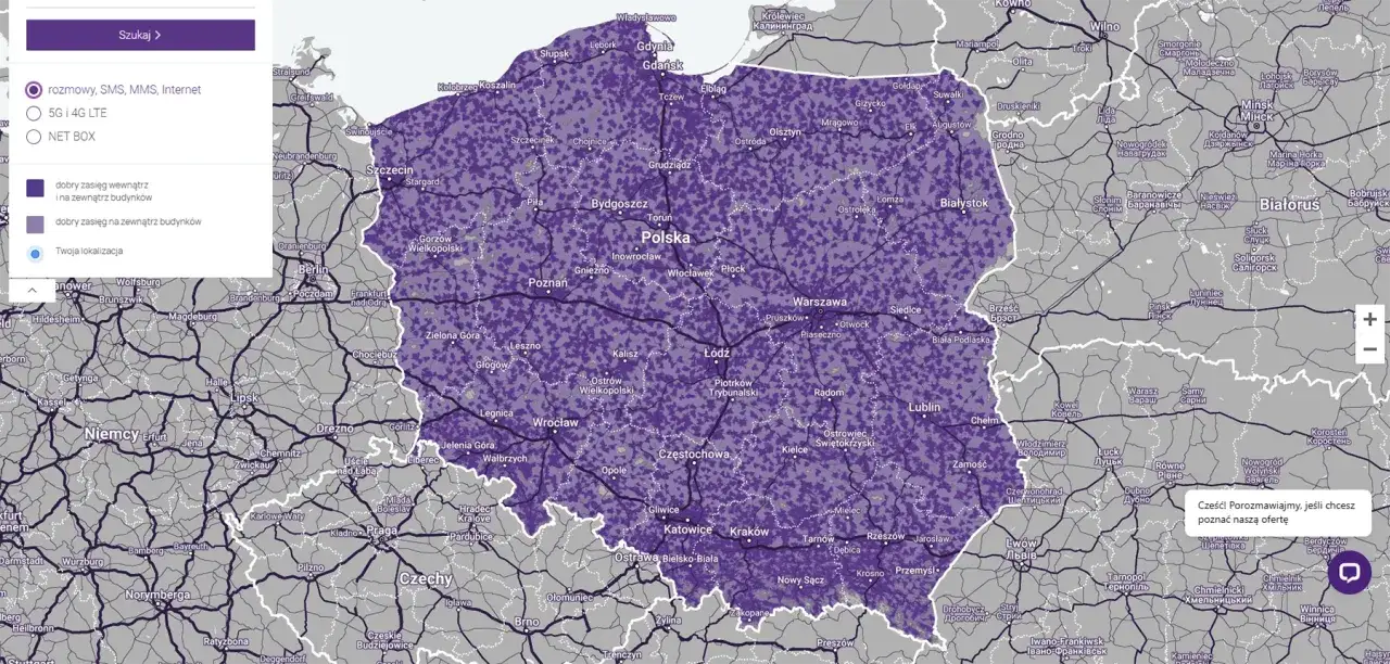 mapa zasięgu internetu światłowodowego Polska