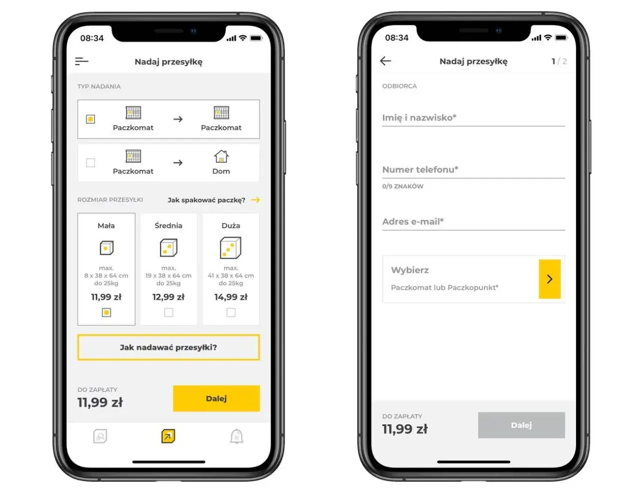 InPost Mobile aplikacja nadawanie paczki